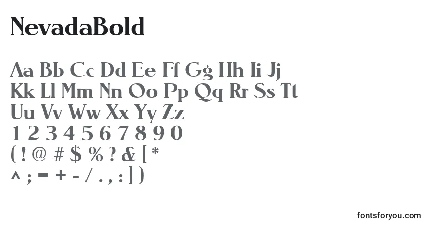 Czcionka NevadaBold – alfabet, cyfry, specjalne znaki