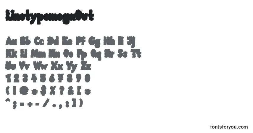 Schriftart LinotypemegaOut – Alphabet, Zahlen, spezielle Symbole