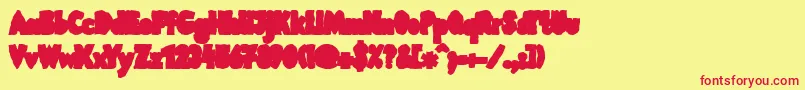 LinotypemegaOut-Schriftart – Rote Schriften auf gelbem Hintergrund