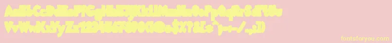 LinotypemegaOut-Schriftart – Gelbe Schriften auf rosa Hintergrund