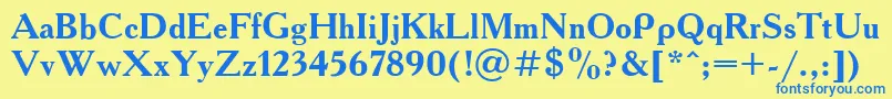 AcademiaBold Font – Blue Fonts on Yellow Background