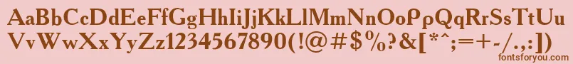 AcademiaBold-Schriftart – Braune Schriften auf rosa Hintergrund