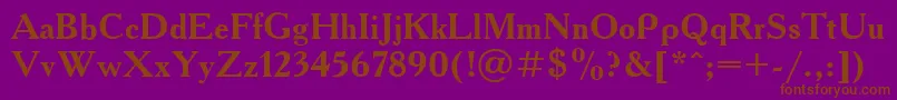 AcademiaBold-Schriftart – Braune Schriften auf violettem Hintergrund