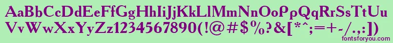 AcademiaBold-fontti – violetit fontit vihreällä taustalla