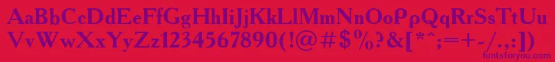 AcademiaBold-Schriftart – Violette Schriften auf rotem Hintergrund