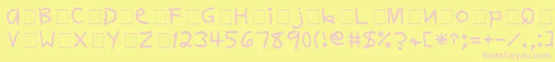 FirstGradeDisplayCapsSsi Font – Pink Fonts on Yellow Background