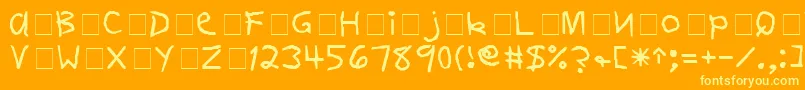 FirstGradeDisplayCapsSsi Font – Yellow Fonts on Orange Background