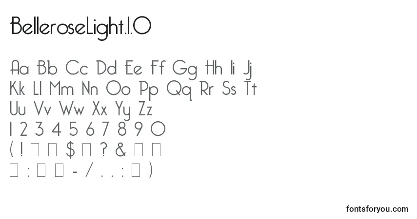 A fonte BelleroseLight.1.0 – alfabeto, números, caracteres especiais