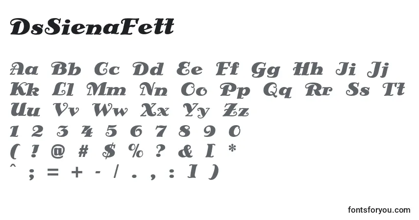 Schriftart DsSienaFett (116911) – Alphabet, Zahlen, spezielle Symbole