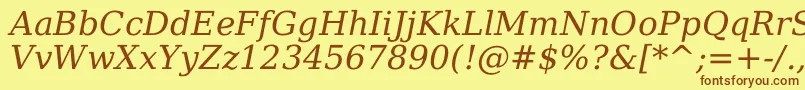 DejavuSerifItalic Font – Brown Fonts on Yellow Background