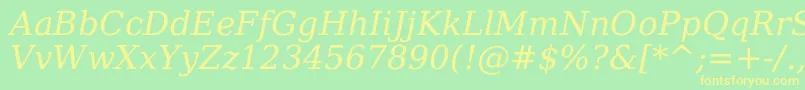 DejavuSerifItalic Font – Yellow Fonts on Green Background