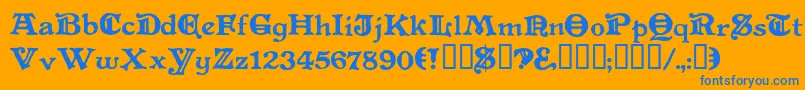 フォントLevelfourteendruid – オレンジの背景に青い文字