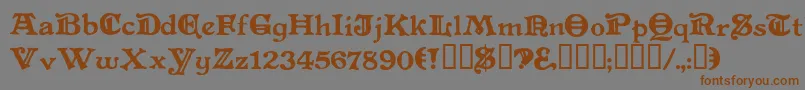 フォントLevelfourteendruid – 茶色の文字が灰色の背景にあります。