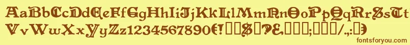 Шрифт Levelfourteendruid – коричневые шрифты на жёлтом фоне