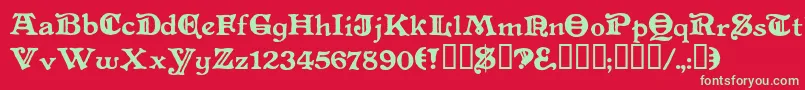 Levelfourteendruid Font – Green Fonts on Red Background