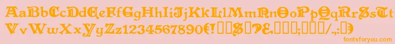 フォントLevelfourteendruid – オレンジの文字がピンクの背景にあります。