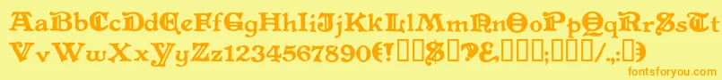 Levelfourteendruid Font – Orange Fonts on Yellow Background