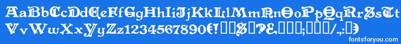 Levelfourteendruid-Schriftart – Weiße Schriften auf blauem Hintergrund