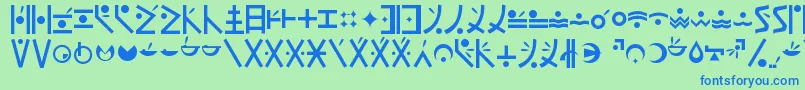 フォントEndankai – 青い文字は緑の背景です。