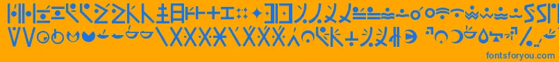 フォントEndankai – オレンジの背景に青い文字