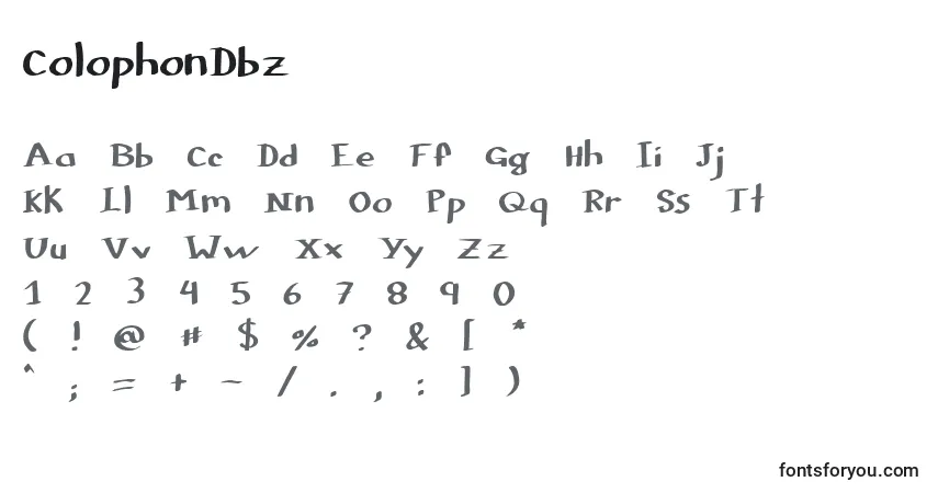 Czcionka ColophonDbz – alfabet, cyfry, specjalne znaki