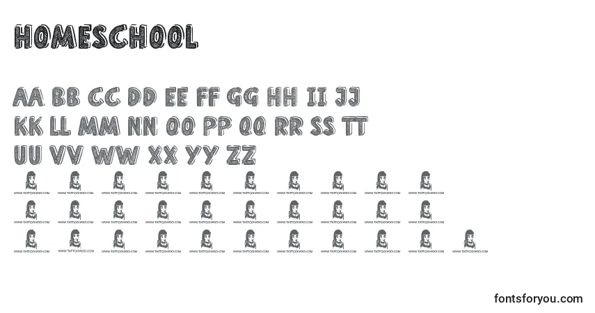 A fonte HomeSchool – alfabeto, números, caracteres especiais