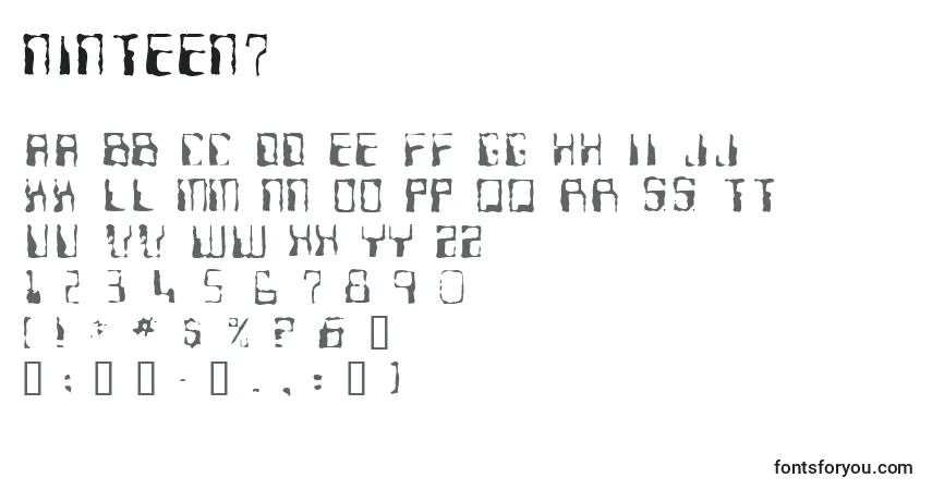 Schriftart Ninteen7 – Alphabet, Zahlen, spezielle Symbole