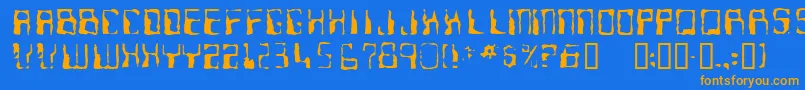 Saiba mais sobre a fonte Ninteen7 Fonte Ninteen7 – fontes laranjas em um fundo azul