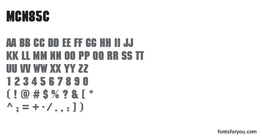 Schriftart Mcn85C – Alphabet, Zahlen, spezielle Symbole