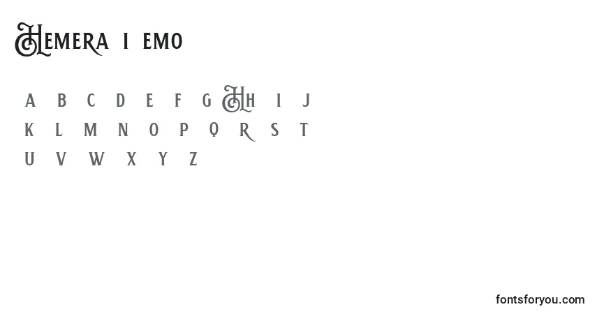 Schriftart HemeraIiDemo – Alphabet, Zahlen, spezielle Symbole