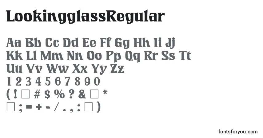 Schriftart LookingglassRegular – Alphabet, Zahlen, spezielle Symbole