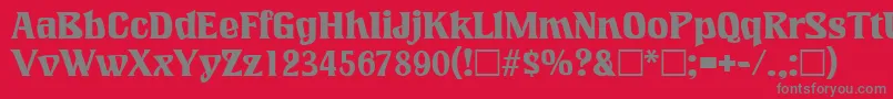 フォントLookingglassRegular – 赤い背景に灰色の文字