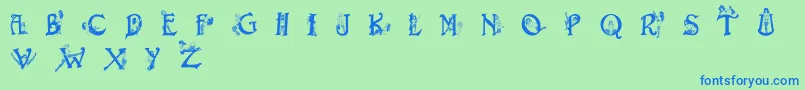 フォントEroticapssolid – 青い文字は緑の背景です。