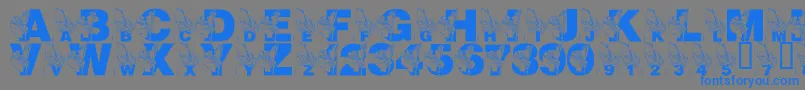 LmsMrJeremyFisher-fontti – siniset fontit harmaalla taustalla