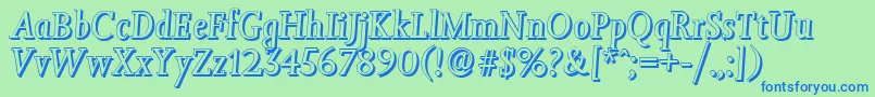 JessicashadowItalic Font – Blue Fonts on Green Background