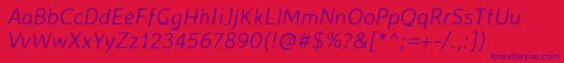 フォントAveriasanslibreLightitalic – 赤い背景に紫のフォント