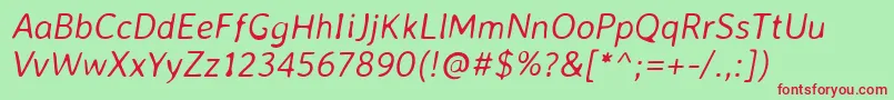 フォントAveriasanslibreLightitalic – 赤い文字の緑の背景