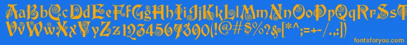 Akapotsley Font – Orange Fonts on Blue Background