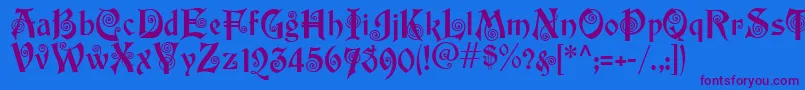 Akapotsley Font – Purple Fonts on Blue Background