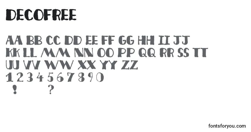 Decofree-fontti – aakkoset, numerot, erikoismerkit
