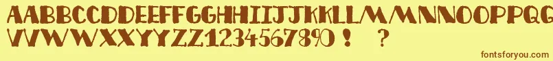 Decofree-Schriftart – Braune Schriften auf gelbem Hintergrund