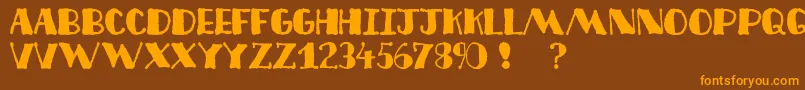 フォントDecofree – オレンジ色の文字が茶色の背景にあります。