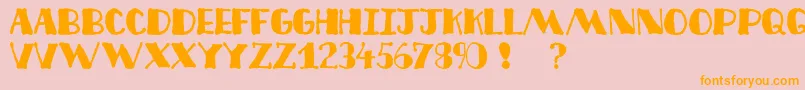 フォントDecofree – オレンジの文字がピンクの背景にあります。