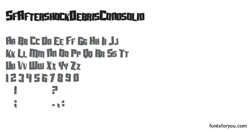 Fuente SfAftershockDebrisCondsolid - alfabeto, números, caracteres especiales