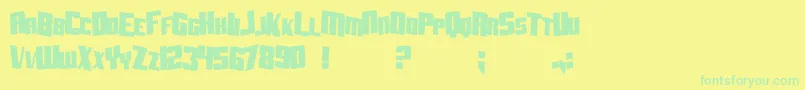 SfAftershockDebrisCondsolid-Schriftart – Grüne Schriften auf gelbem Hintergrund