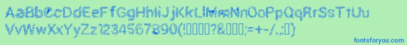 Schnoodle Font – Blue Fonts on Green Background