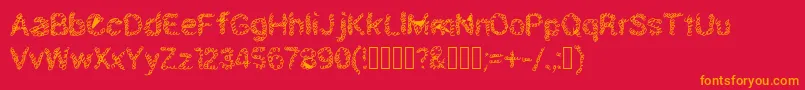 フォントSchnoodle – 赤い背景にオレンジの文字