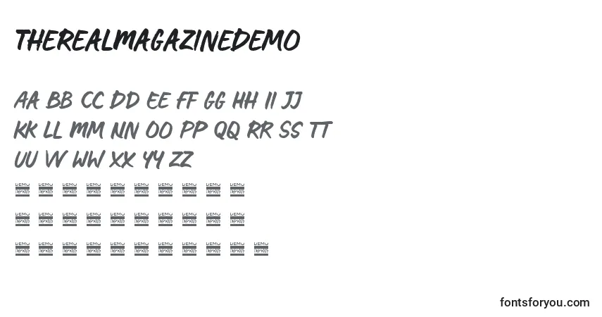 Шрифт TheRealMagazineDemo – алфавит, цифры, специальные символы