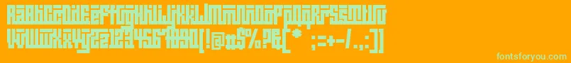 BeijingwigowhatCrazy-Schriftart – Grüne Schriften auf orangefarbenem Hintergrund