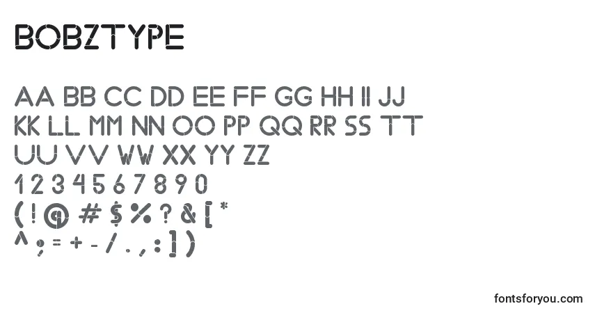 Schriftart BobzType – Alphabet, Zahlen, spezielle Symbole